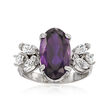 C. 1980 Vintage 3.15 Carat Amethyst Ring with .60 ct. t.w. Diamonds in 14kt White Gold