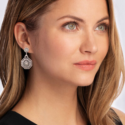 .50 ct. t.w. Diamond Octagon Drop Earrings in Sterling Silver