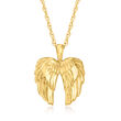 14kt Yellow Gold Angel Wings Pendant Necklace