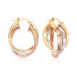 Italian 14kt Tri-Colored Gold Rolling Hoop Earrings