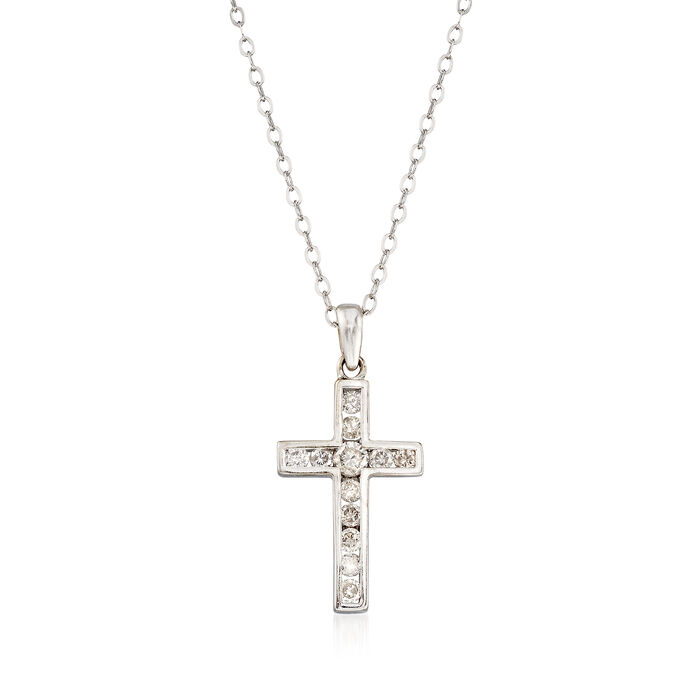 C. 1990 Vintage .50 ct. t.w. Diamond Cross Pendant Necklace in 14kt White Gold