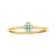 Sky Blue Topaz-Accented Flower Ring in 14kt Yellow Gold