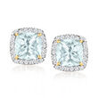 1.90 ct. t.w. Aquamarine and .22 ct. t.w. Diamond Earrings in 18kt Yellow Gold
