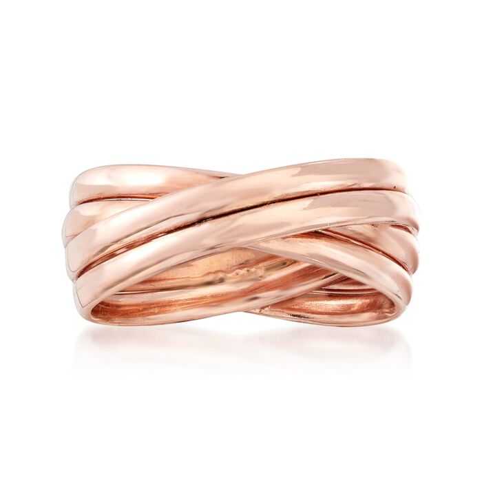 18kt Rose Gold Over Sterling Silver Multi-Band Crisscross Ring