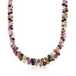 Multicolored Tourmaline Bead Cluster Necklace in Sterling Silver