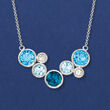9.60 ct. t.w. Tonal Blue and White Topaz Bezel Necklace in Sterling Silver