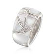 Belle Etoile &quot;Sirena&quot; Mother-Of-Pearl and .25 ct. t.w. CZ Ring in Sterling Silver