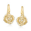 Italian Sterling Silver and 18kt Gold Over Sterling Filigree Rose Drop Earrings