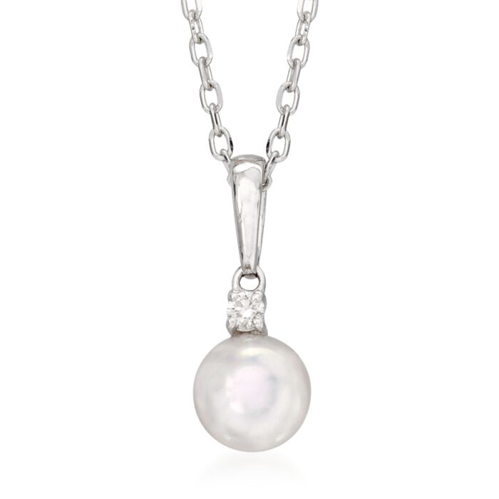 Mikimoto 6-6.5mm A+ Akoya Pearl Necklace with Diamond Accent in 18kt White Gold