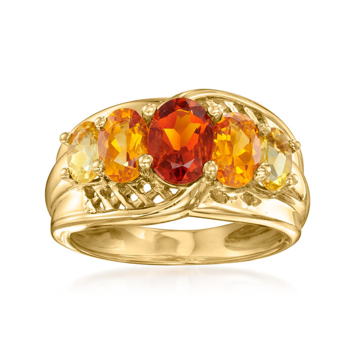 C. 1980 Vintage 2.05 ct. t.w. Multicolored Citrine Ring in 14kt Yellow Gold