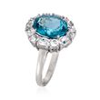 4.70 Carat London Blue Topaz and 1.50 ct. t.w. White Topaz Ring in Sterling Silver