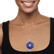 Lapis and .90 Carat Citrine Flower Pendant Necklace with .60 ct. t.w. White Topaz in Sterling Silver 18-inch