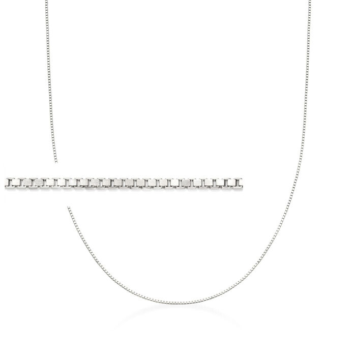 .7mm 14kt White Gold Adjustable Box-Chain Necklace