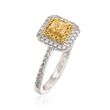Gregg Ruth .86 ct. t.w. Yellow and White Diamond Ring in 18kt White Gold