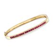 C. 1990 Vintage 3.00 ct. t.w. Square Ruby Bangle Bracelet in 14kt Yellow Gold