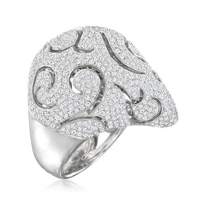 3.50 ct. t.w. Pave Diamond Dome Ring in 18kt White Gold