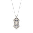 C. 1950 Vintage 3.00 ct. t.w. Diamond and .75 ct. t.w. Synthetic Sapphire Pin Pendant in Platinum