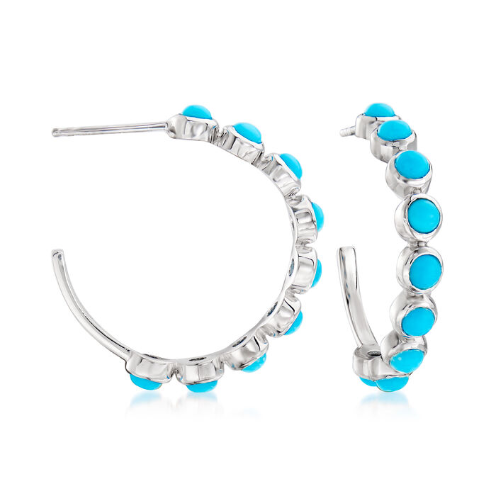 Turquoise C-Hoop Earrings in Sterling Silver