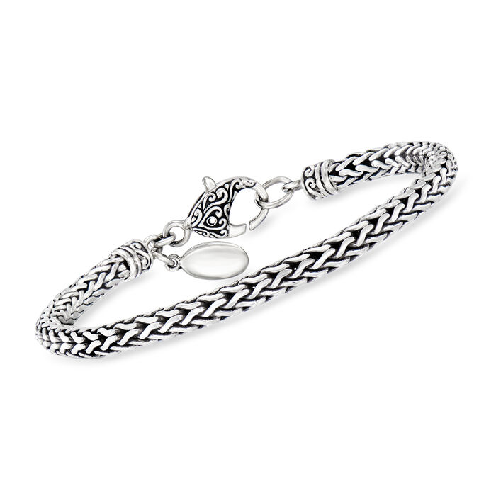Sterling Silver Bali-Style Wheat-Chain Bracelet