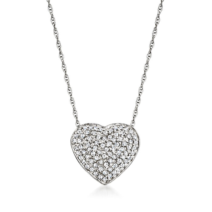 .25 ct. t.w. Diamond Heart Pendant Necklace in 14kt White Gold