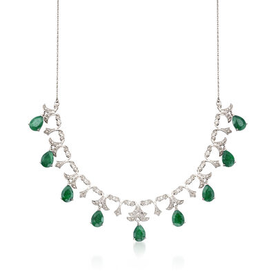 10.00 Carat Emerald Y-Necklace in 14kt Yellow Gold. 18