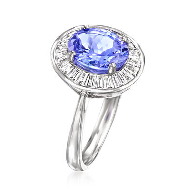 1.90 Carat Tanzanite Ring with .51 ct. t.w. Diamonds in 14kt White Gold