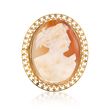 C. 1970 Vintage Carved Shell Cameo Pin in 10kt Yellow Gold