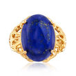 Lapis Open-Space Scrollwork Ring in 18kt Gold Over Sterling
