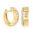 .35 ct. t.w. Diamond Square Bezel-Set Huggie Hoop Earrings in 14kt Yellow Gold