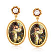 Italian Romeo and Juliet Lava Stone and Cultured Pearl Drop Earrings in 18kt Gold Over Sterling