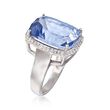 9.75 Carat Blue Quartz and .20 ct. t.w. White Topaz Ring in Sterling Silver