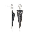 4.55 ct. t.w. Black Spinel and 1.20 ct. t.w. White Topaz Geometric Earrings in Sterling Silver