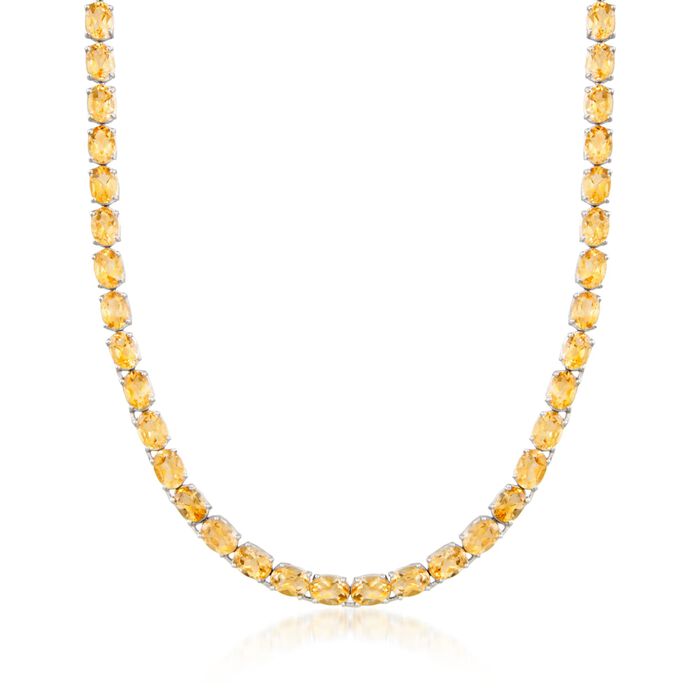 40.00 ct. t.w. Citrine Tennis Necklace in Sterling Silver