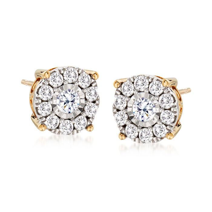 1.00 ct. t.w. Diamond Cluster Stud Earrings in 14kt Yellow Gold