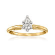 C. 1980 Vintage .46 Carat Pear-Shaped Diamond Ring in 14kt Yellow Gold