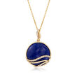 18x18mm Lapis and .20 ct. t.w. Diamond Pendant Necklace in 14kt Yellow Gold