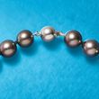 10-12mm Black Cultured Tahitian Pearl Necklace with 14kt White Gold