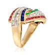 C. 2000 Vintage 2.10 ct. t.w. Multi-Gemstone and .51 ct. t.w. Diamond Ring in 18kt Yellow Gold
