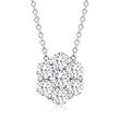 1.00 ct. t.w. Diamond Cluster Pendant Necklace in 14kt White Gold