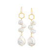 6-16mm Cultured Baroque Pearl Drop Earrings in 18kt Gold Over Sterling