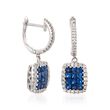 Gregg Ruth .81 ct. t.w. Sapphire and .30 ct. t.w. Diamond Hoop Earrings in 18kt White Gold
