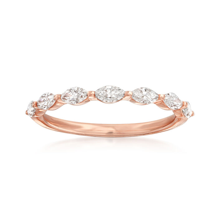 Henri Daussi .49 ct. t.w. Marquise Diamond Wedding Band in 14kt Rose Gold