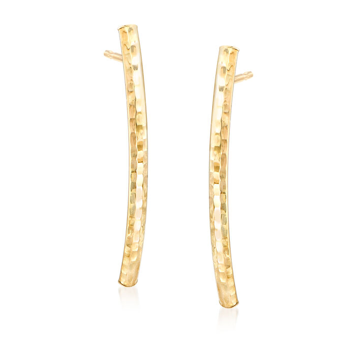 Italian 14kt Yellow Gold Curved Bar Drop Earrings