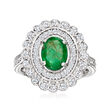 1.10 Carat Emerald Halo Ring with .86 ct. t.w. Diamonds in 14kt White Gold