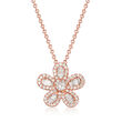 .61 ct. t.w. Diamond Flower Pendant Necklace in 18kt Rose Gold