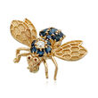 C. 1980 Vintage 2.25 ct. t.w. Sapphire and .12 Carat Diamond Bumblebee Pin/Pendant in 14kt Yellow Gold
