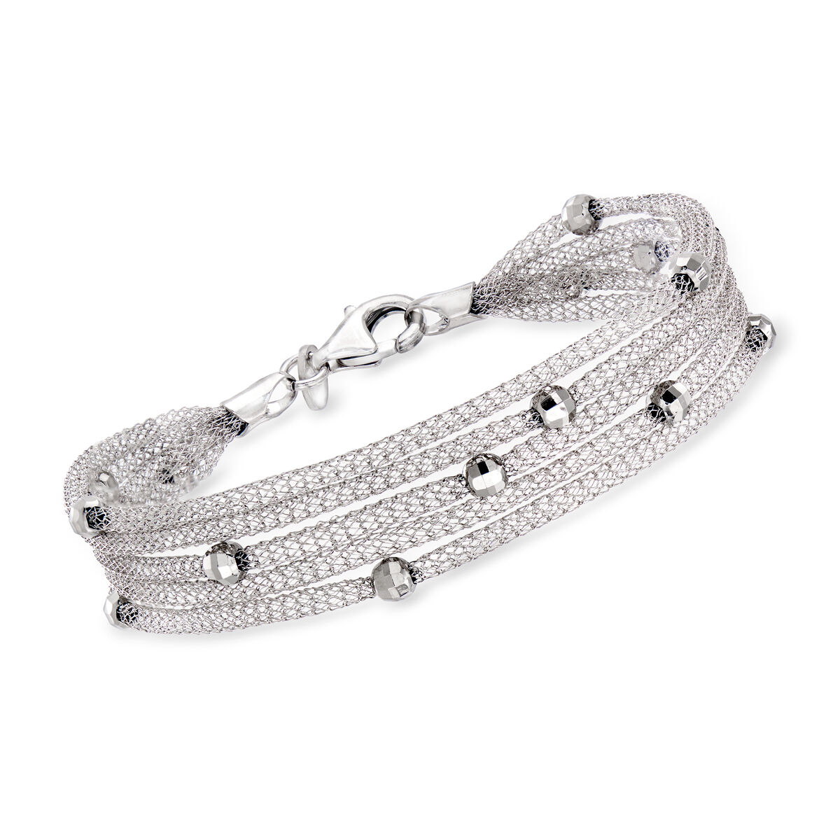 Sterling Silver Polished Mesh 3-strand Bracelet 