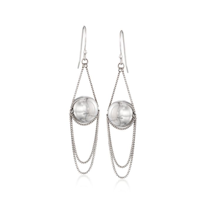 12mm Sterling Silver Bead and Chain Drop Earrings