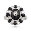 C. 2000 Vintage Black Onyx and .65 ct. t.w. Diamond Ring in 18kt White Gold