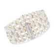 C. 1990 Vintage 5.5mm Cultured Pearl and 2.70 ct. t.w. Diamond Bracelet in 18kt White Gold